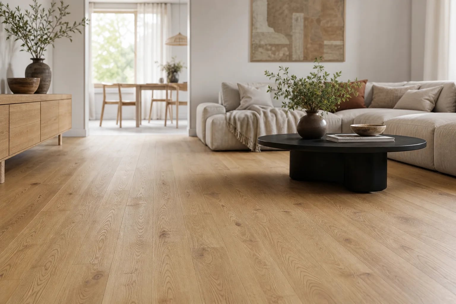 Wood effect vinyl flooring: the look of oak parquet, without the worry about water